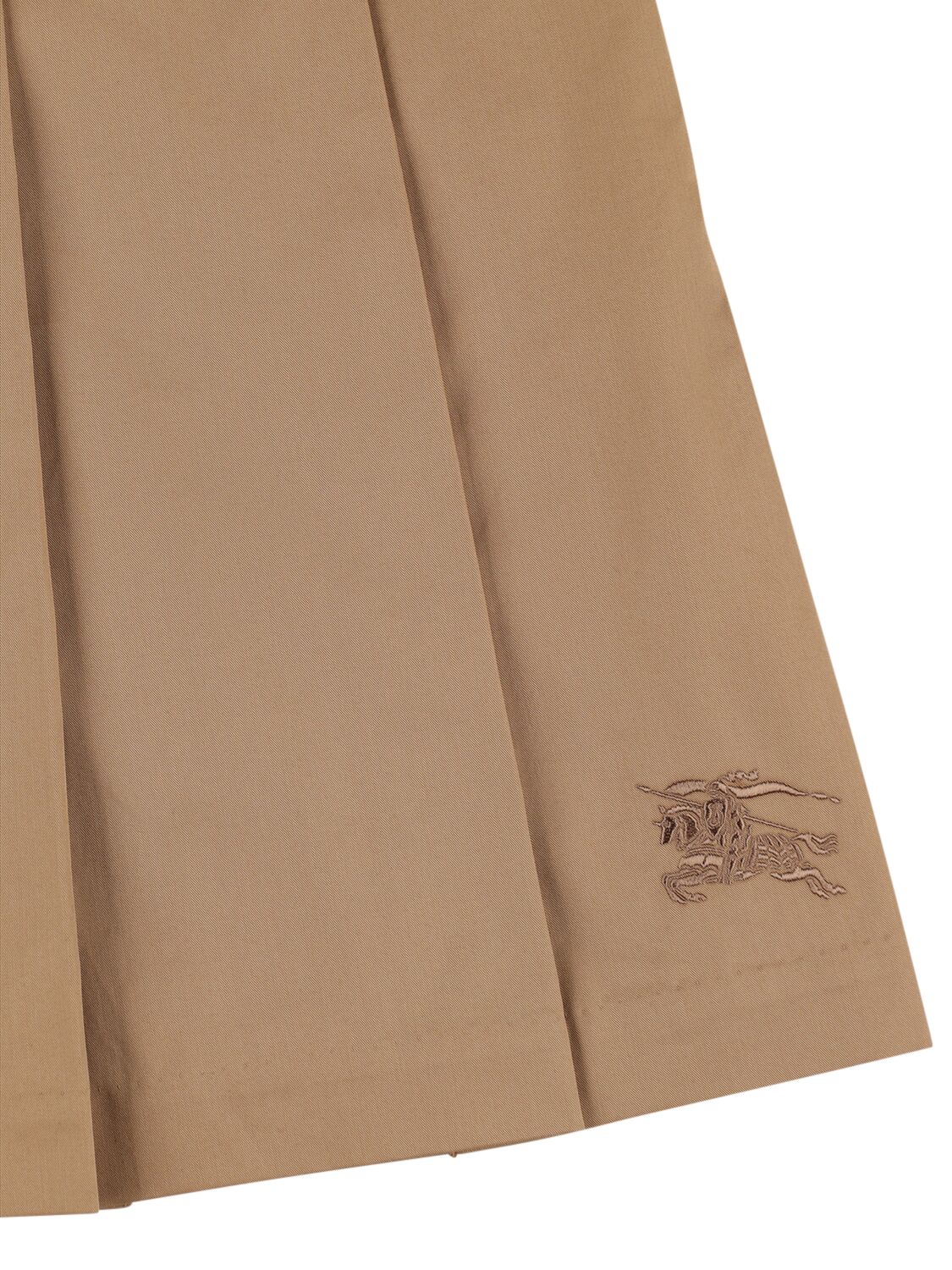 Shop Burberry Pleated Cotton Mini Skirt In Beige