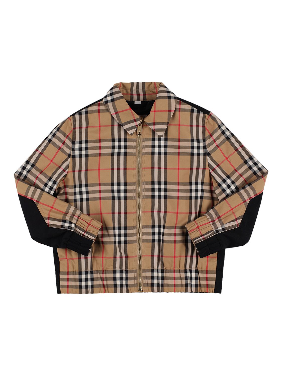 Burberry Kids' Check Print Cotton Jacket In Beige