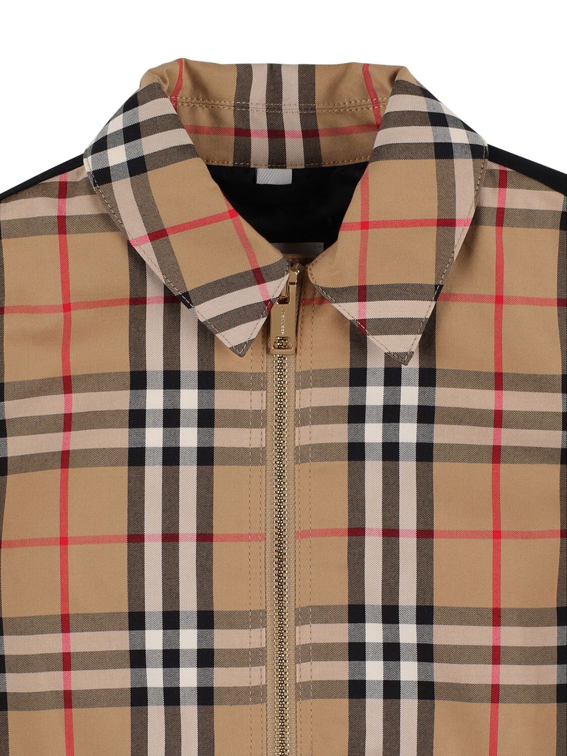 Shop Burberry Check Print Cotton Jacket In Beige