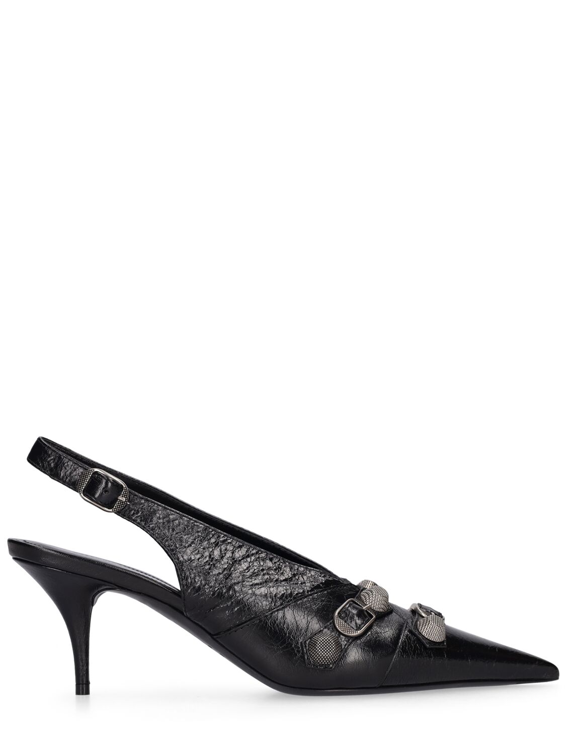 Shop Balenciaga 70mm Cagole Leather Slingback Pumps In Black