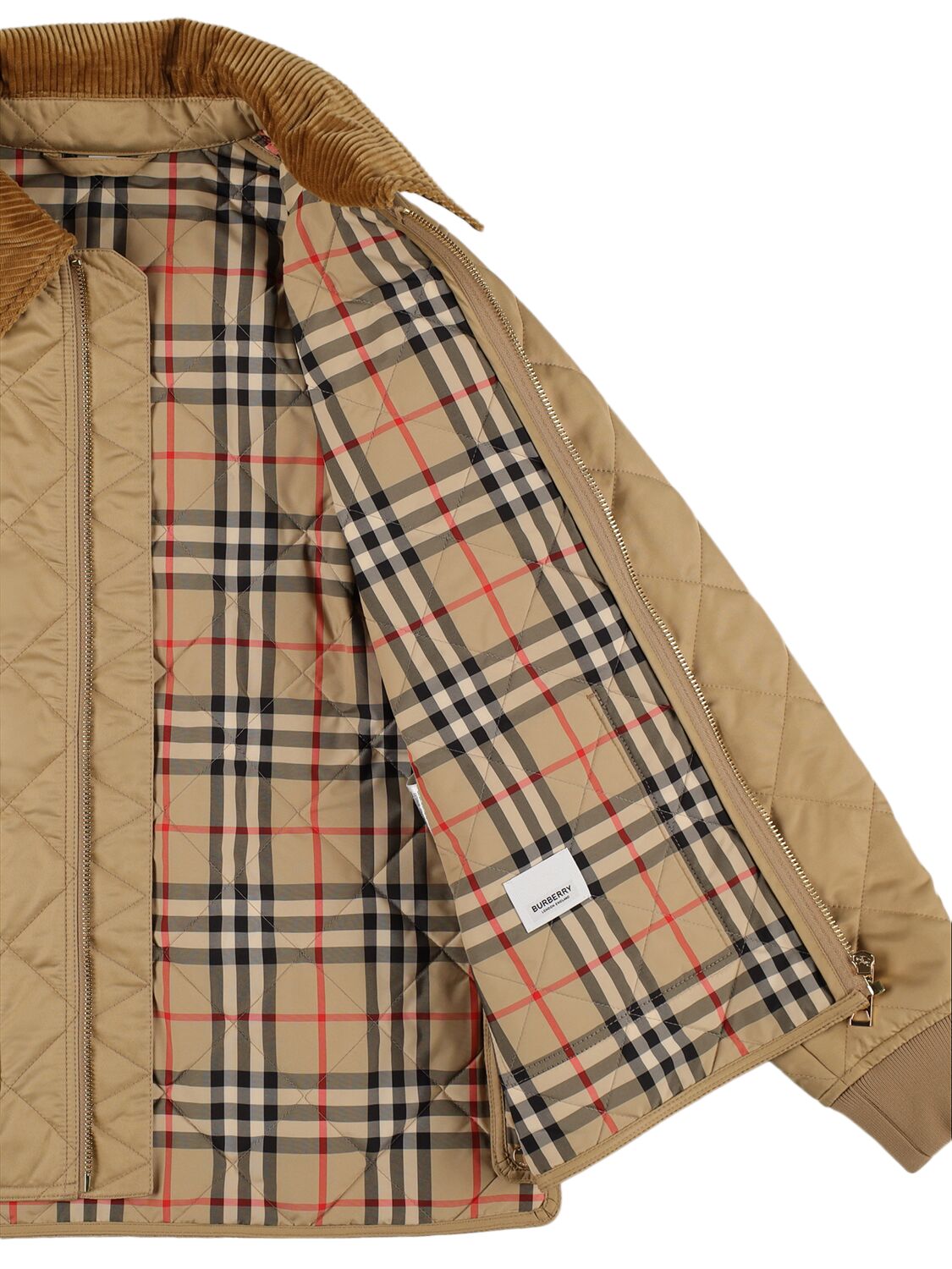 Shop Burberry Quilted Nylon Jacket In Beige