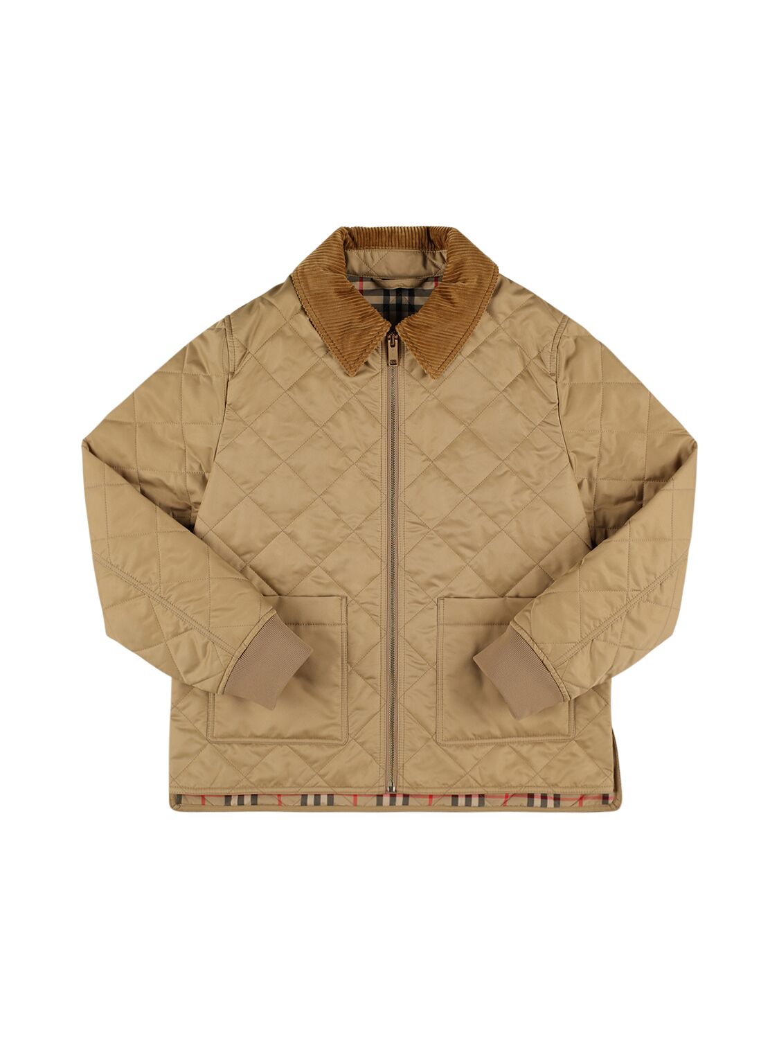 Shop Burberry Quilted Nylon Jacket In Beige
