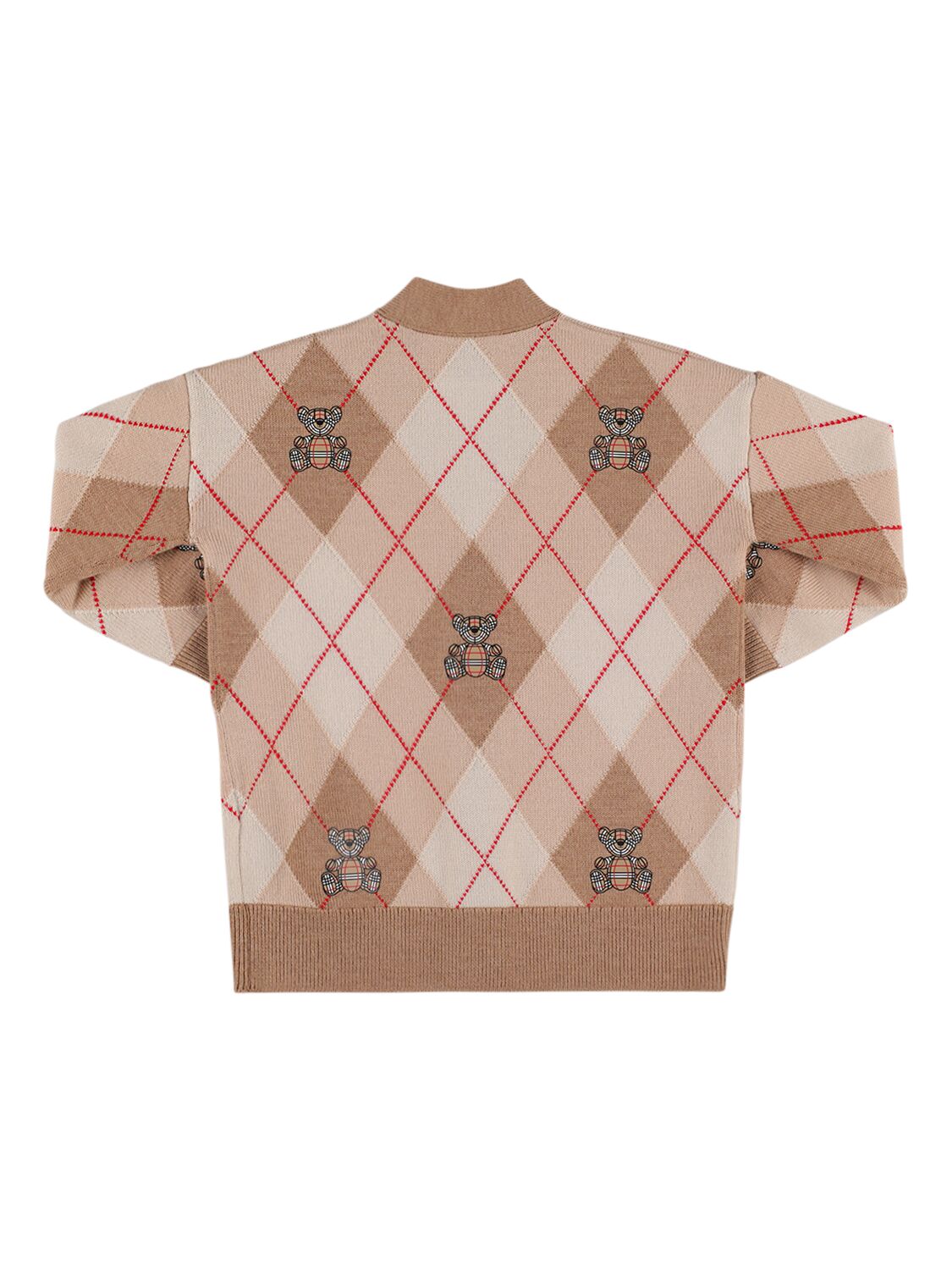 Shop Burberry Rhombus Print Wool Knit Cardigan In Beige