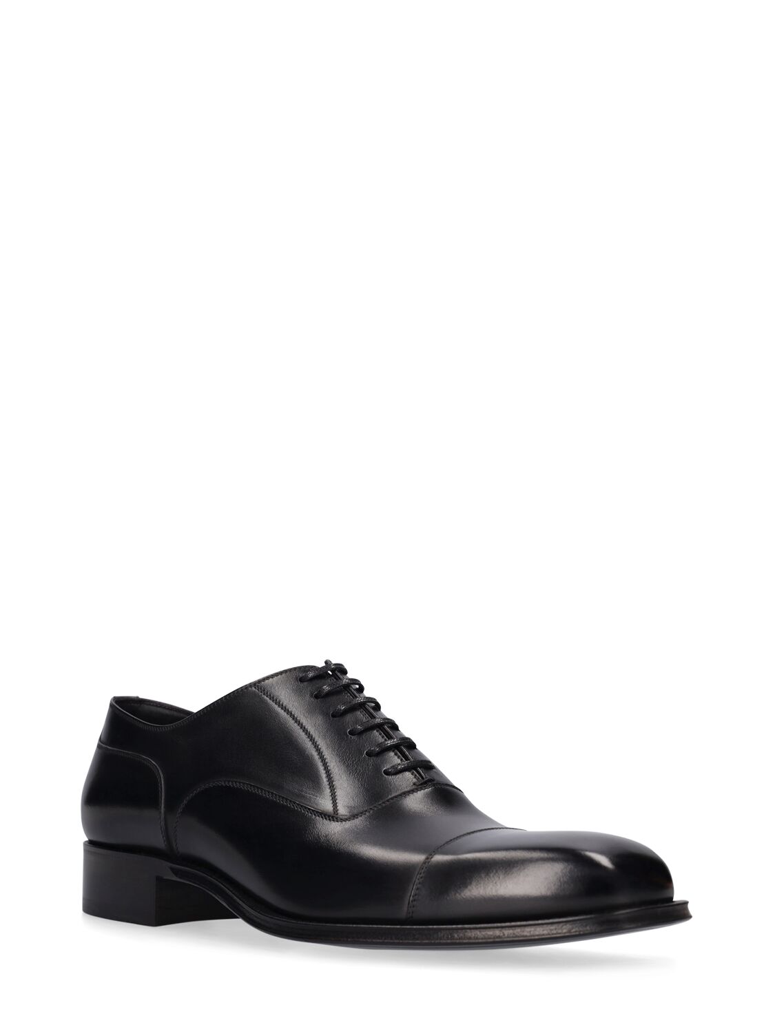 Shop Tom Ford Claydon Burnished Leather Lace-up Shoes In Black