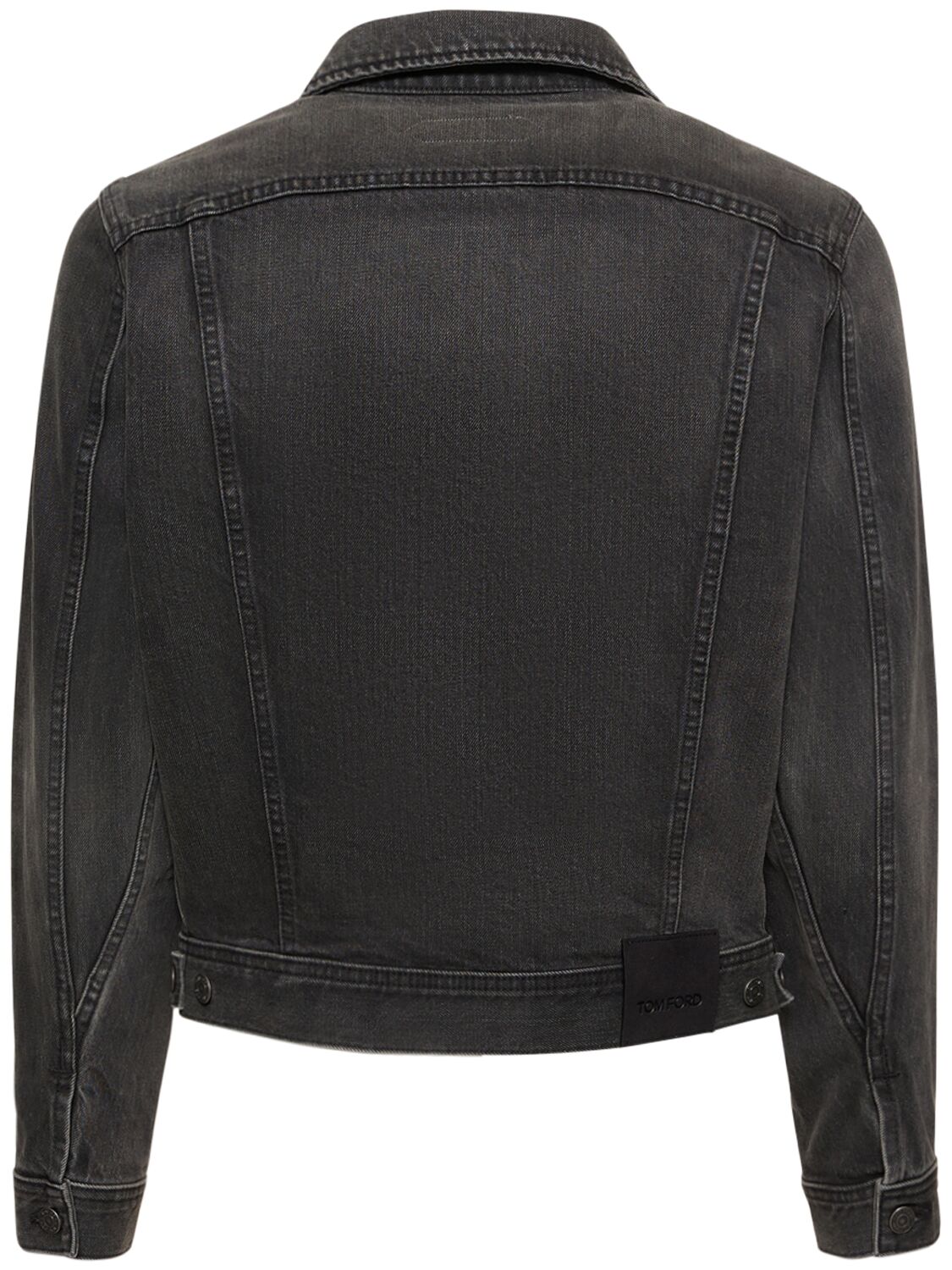 Shop Tom Ford New Icon Aged Black Wash Denim Jacket In Special Black