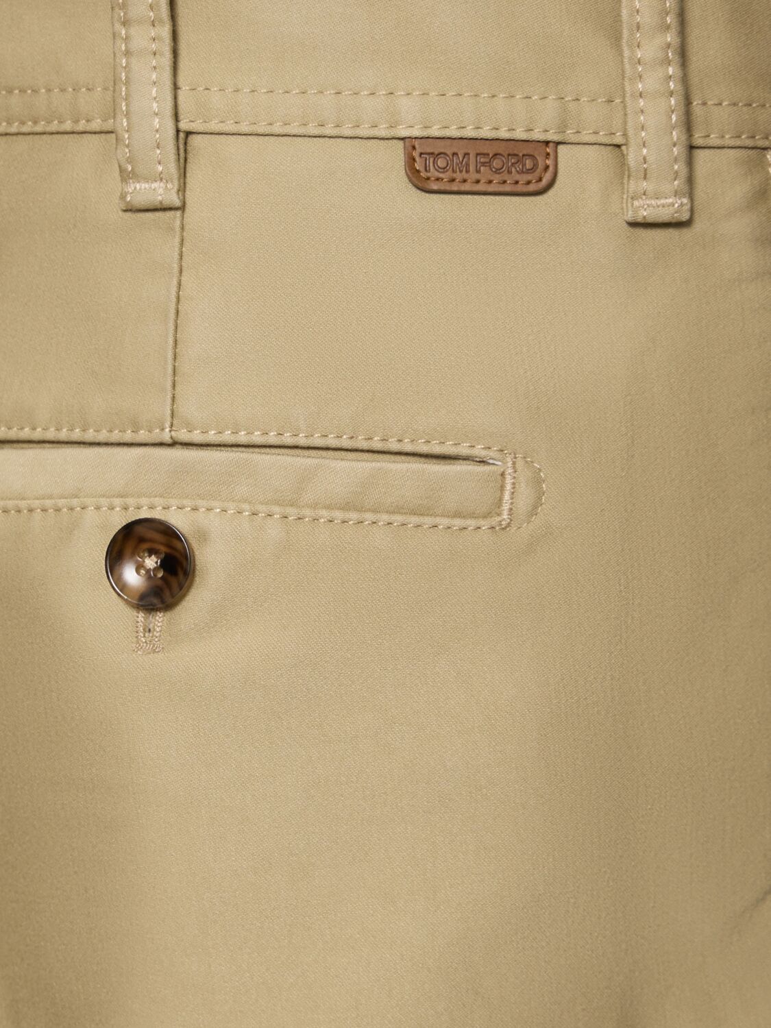 Shop Tom Ford Compact Cotton Chino Pants In Washed Beige
