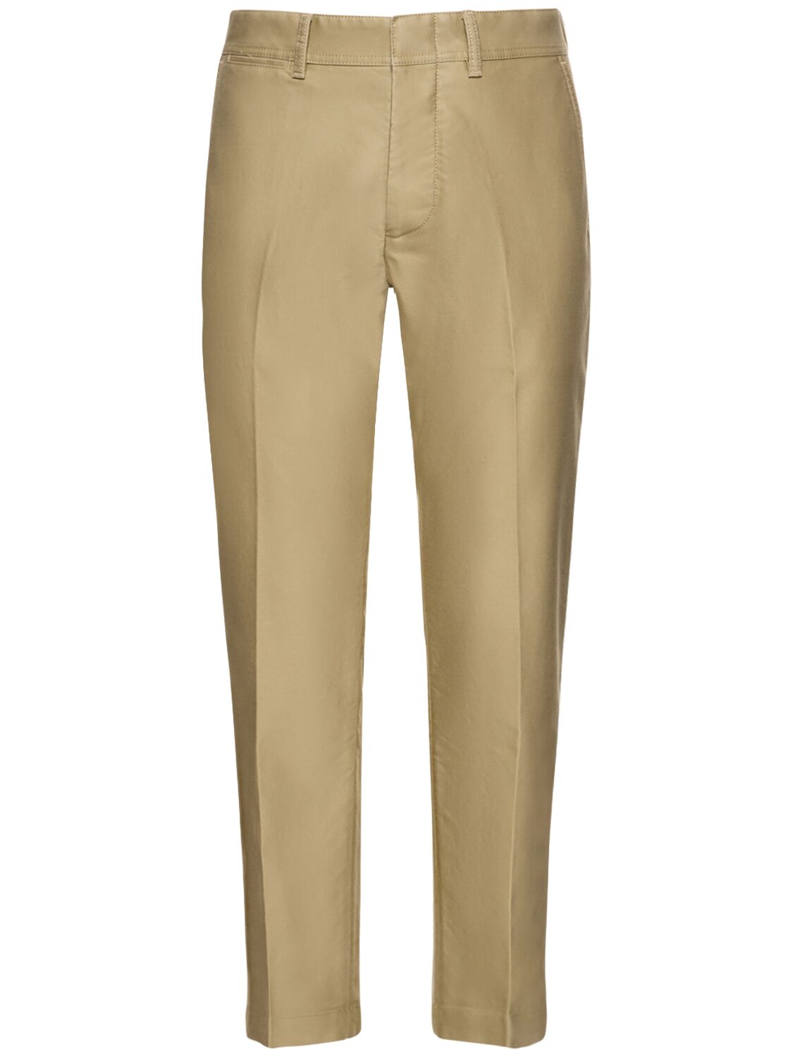 Tom Ford Compact Cotton Chino Trousers In Washed Beige
