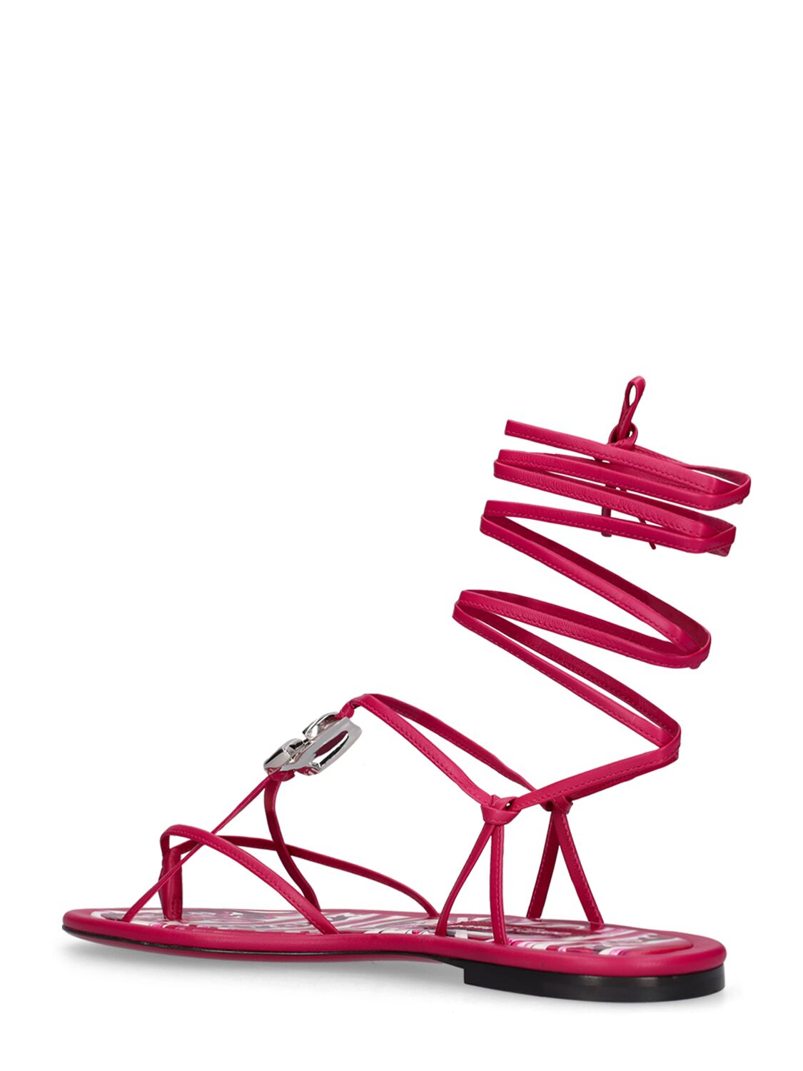 Shop Dolce & Gabbana 10mm Leather Flat Thong Sandals In Fuchsia