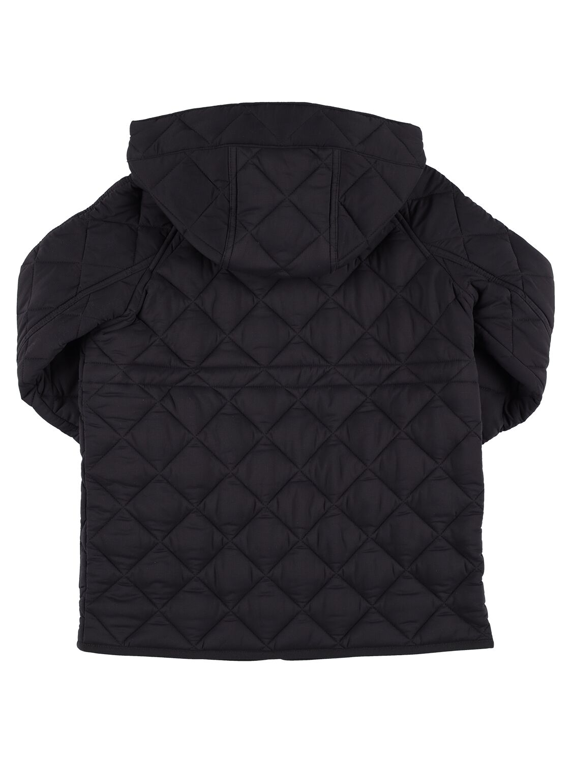 Shop Burberry Hooded Nylon Coat In Black