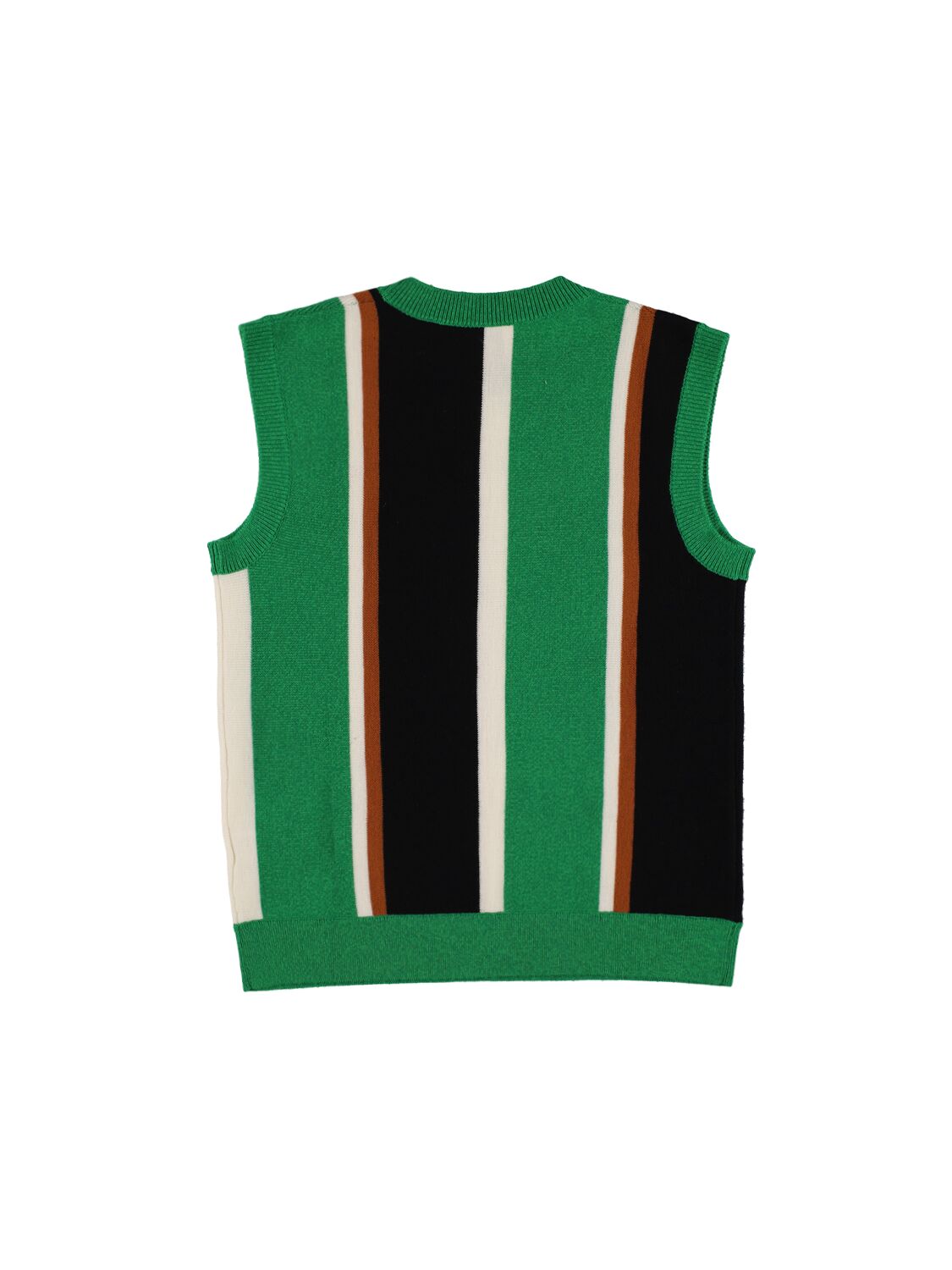 Shop Burberry Striped Wool & Cashmere Knit Vest W/logo In Green