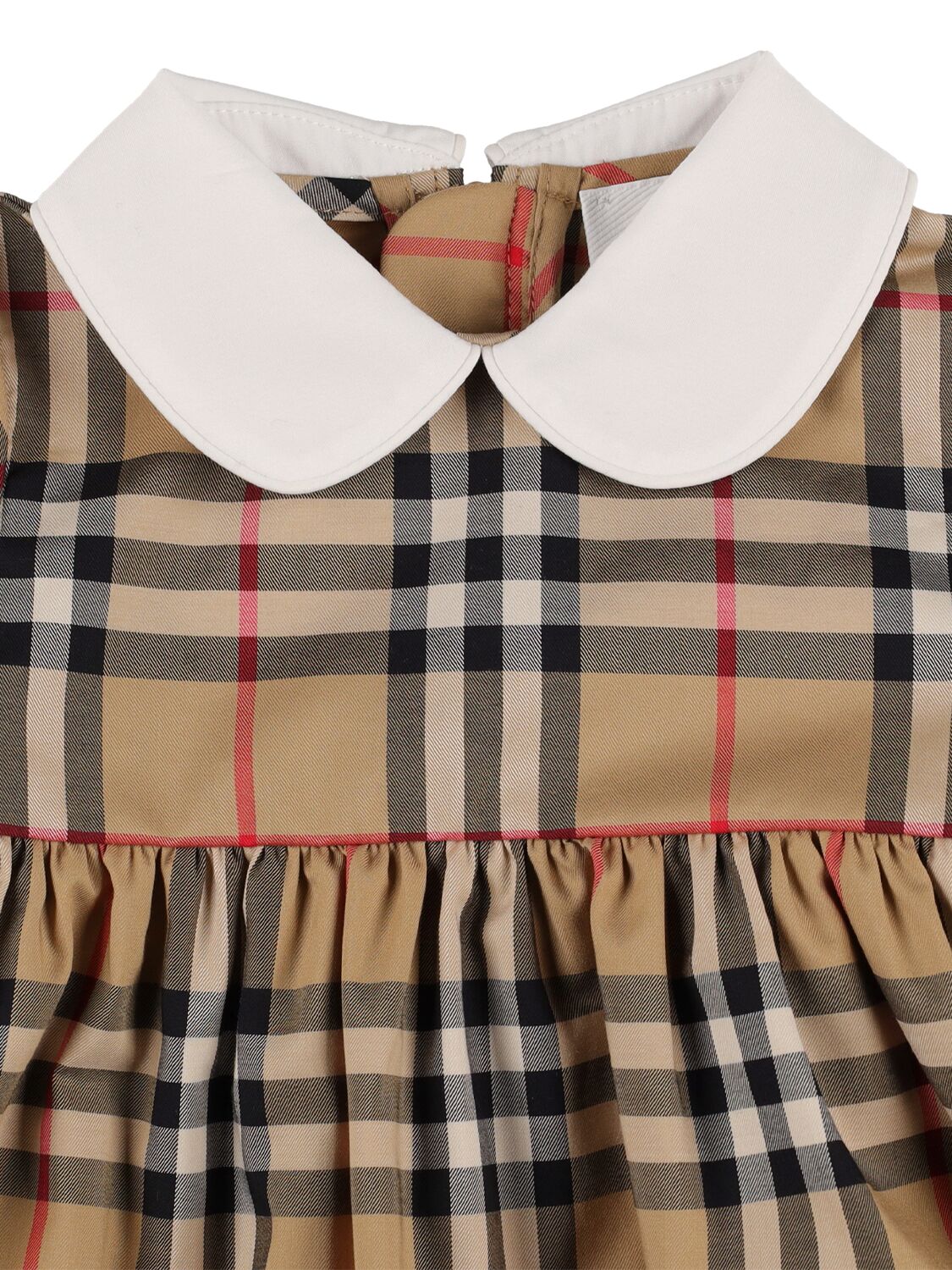 Shop Burberry Check Print Cotton Blend Dress In Beige