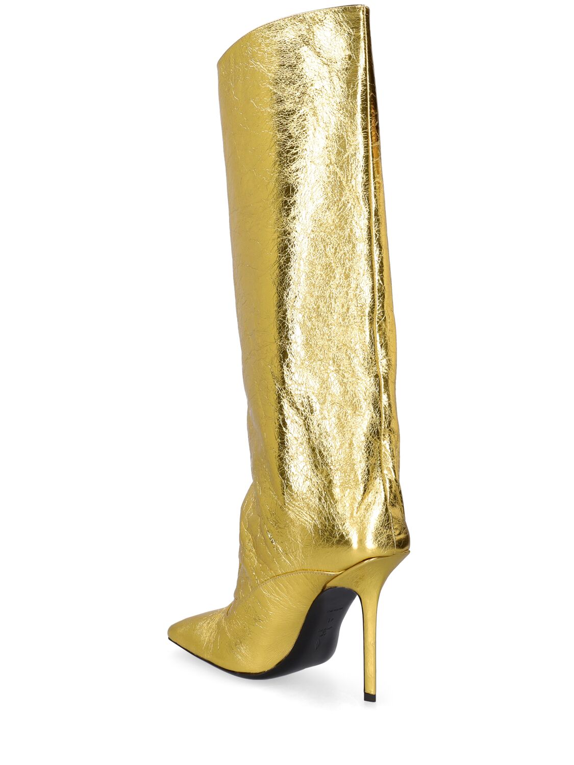 Shop Attico 105mm Sienna Laminated Leather Tall Boot In Gold