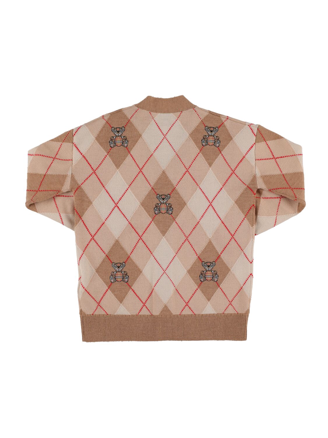 Shop Burberry Rhombus Print Wool Knit Cardigan In Beige