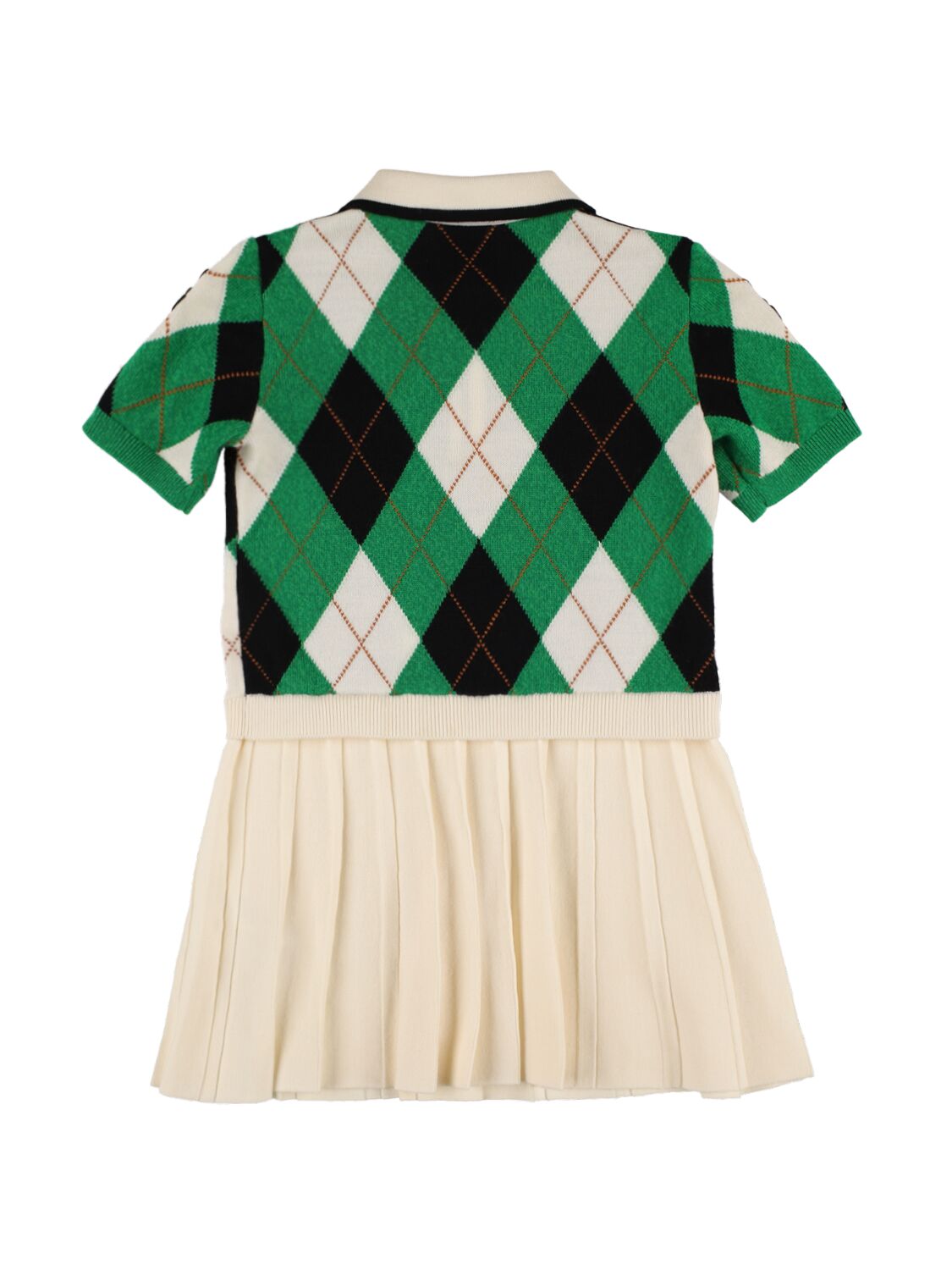 Shop Burberry Wool & Cashmere Knit Pleated Dress In Green,white