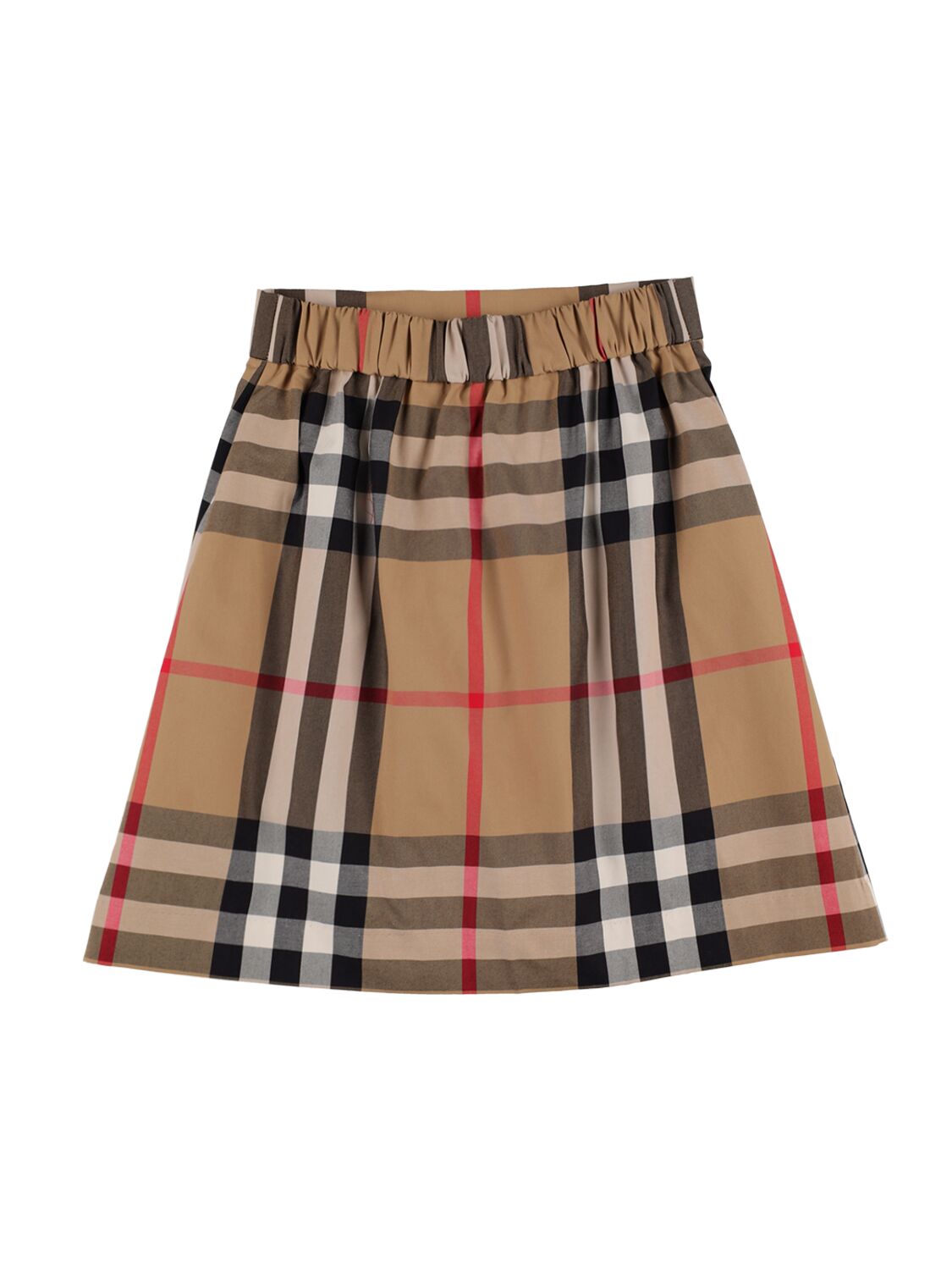Shop Burberry Check Print Cotton Mini Skirt In Beige