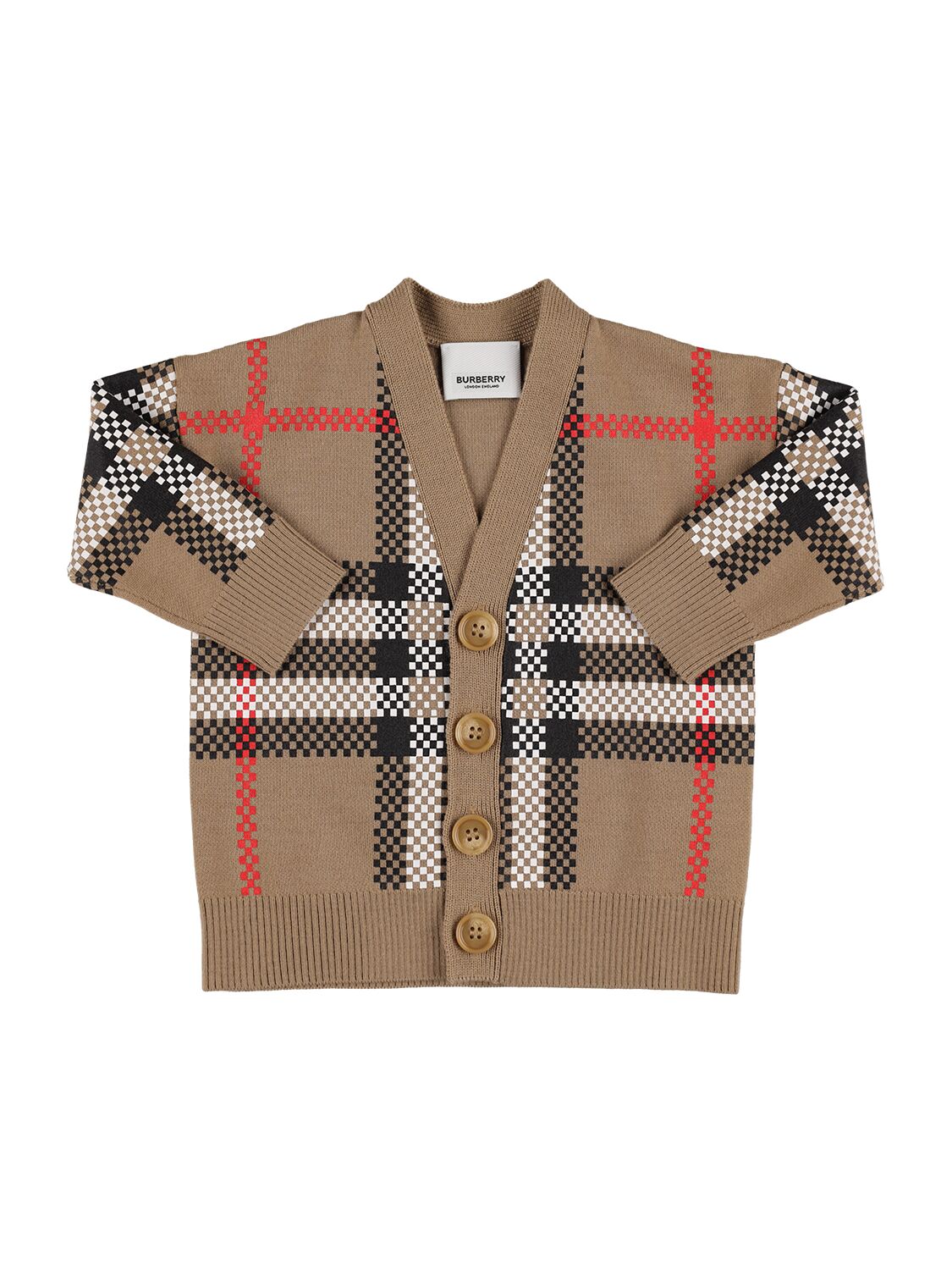 Image of Icon Check Wool Blend Knit Cardigan