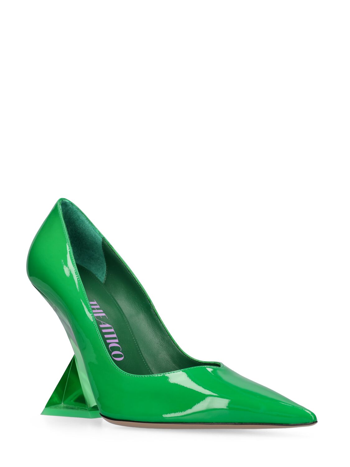 Attico 105mm Cheope Patent Leather Pumps In Green