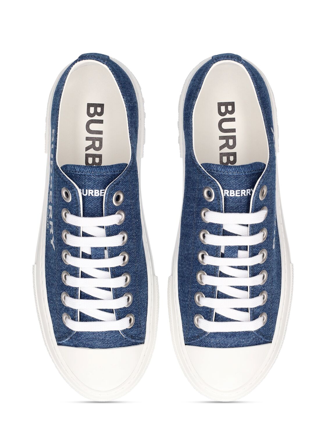 Shop Burberry 20mm Jack Cotton Denim Sneakers In Blue