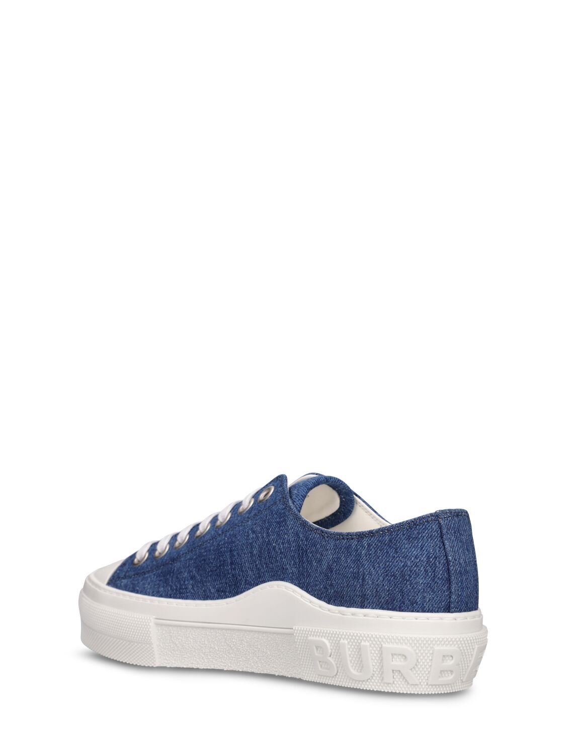 Shop Burberry 20mm Jack Cotton Denim Sneakers In Blue