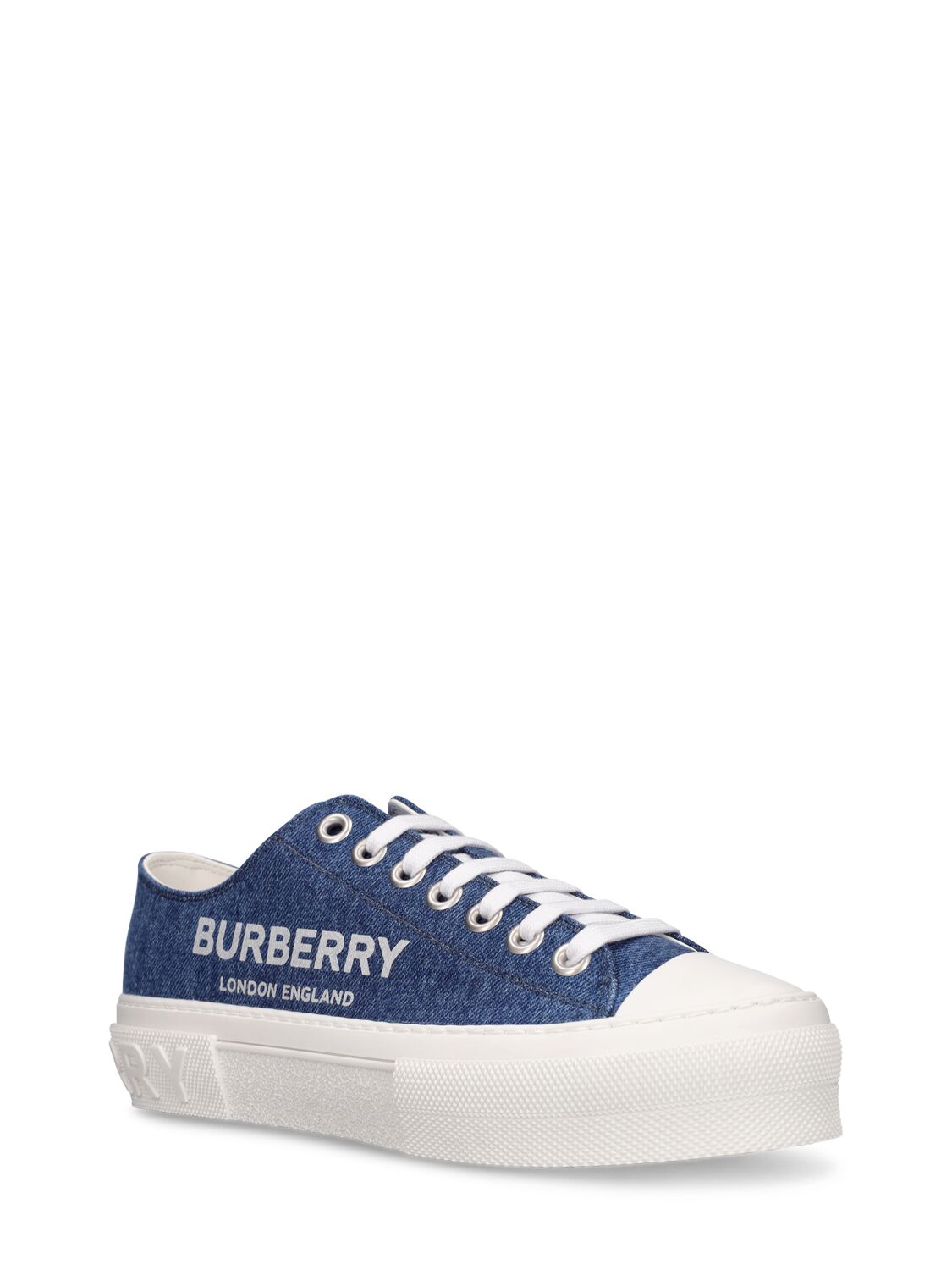 Shop Burberry 20mm Jack Cotton Denim Sneakers In Blue