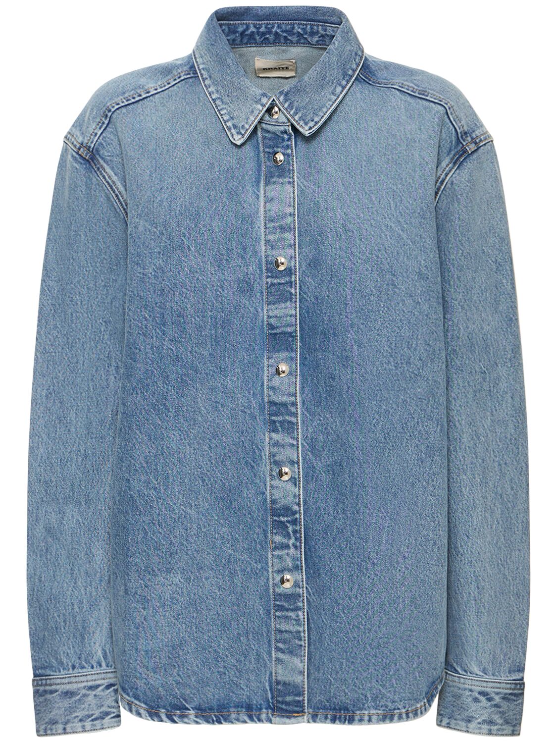 Shop Khaite Argo Cotton Denim Shirt In Light Blue