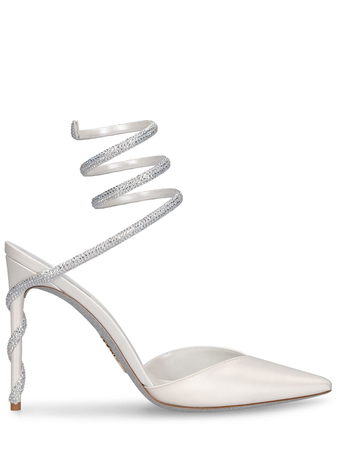 René Caovilla 105mm Embellished Satin Pumps In Ivory