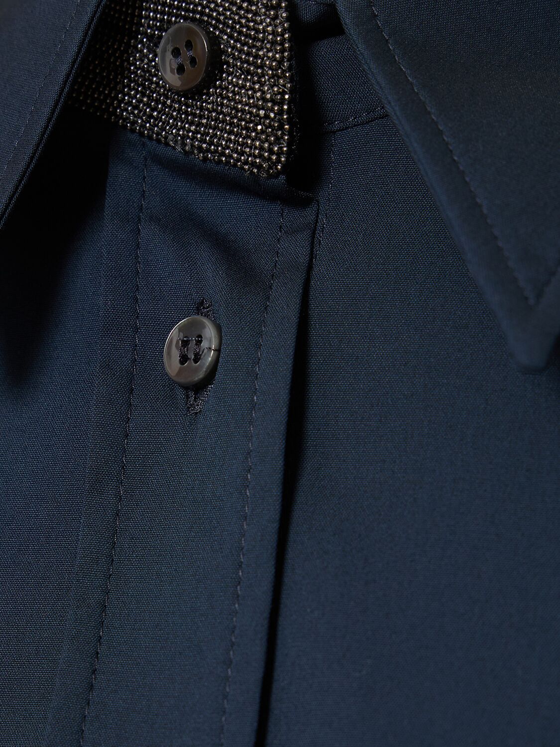 Shop Brunello Cucinelli Classic Cotton Blend Shirt W/pocket In Blue