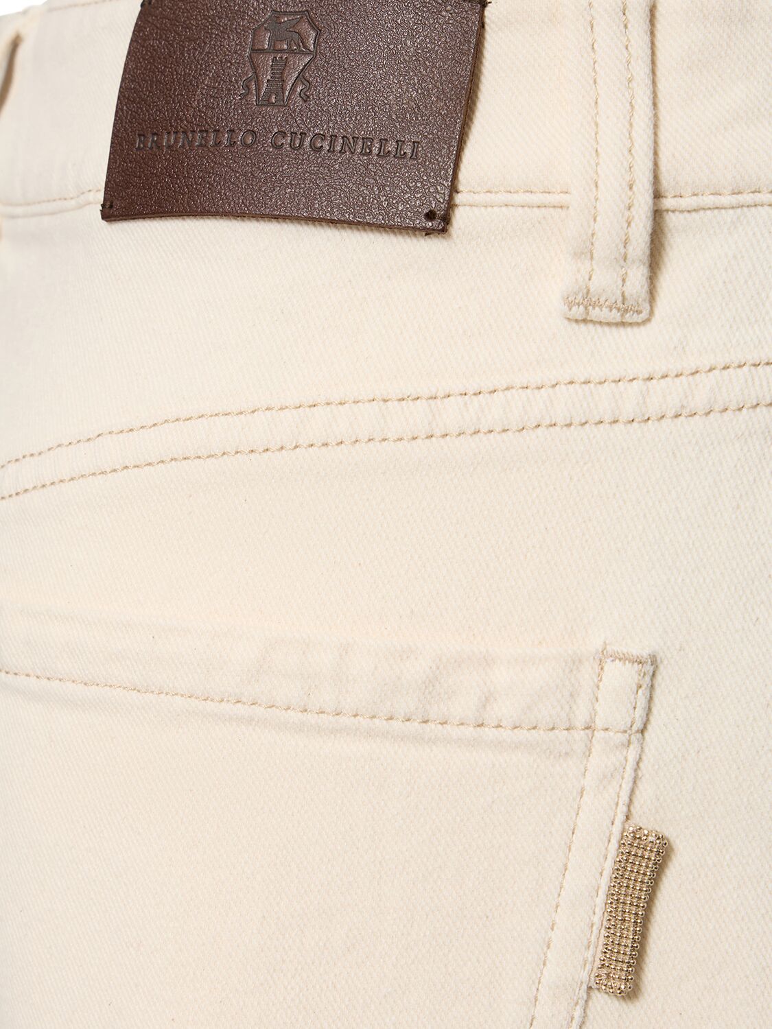 Shop Brunello Cucinelli High Rise Straight Denim Jeans In Off-white