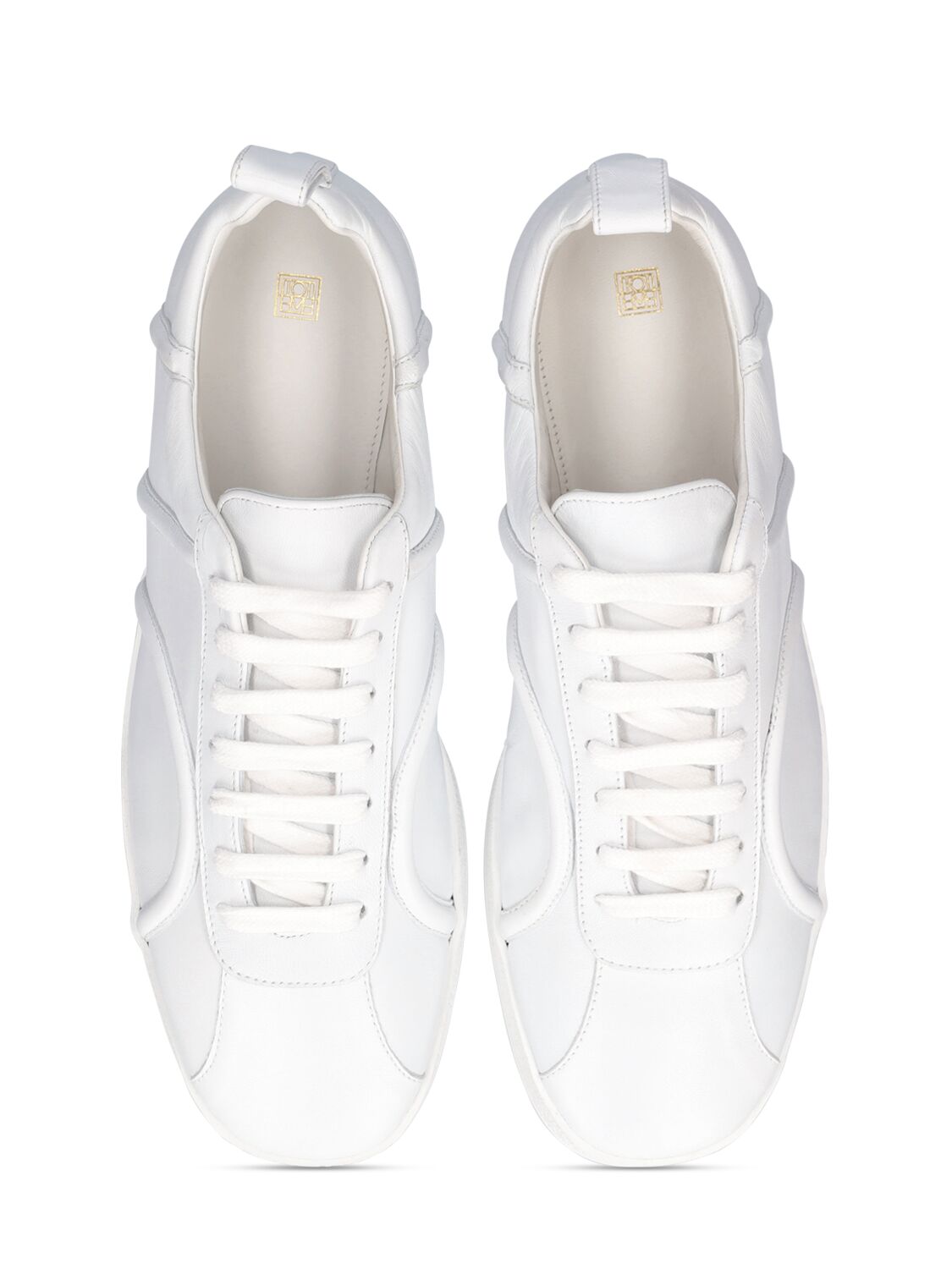 Shop Totême 10mm Leather Low Top Sneakers In White
