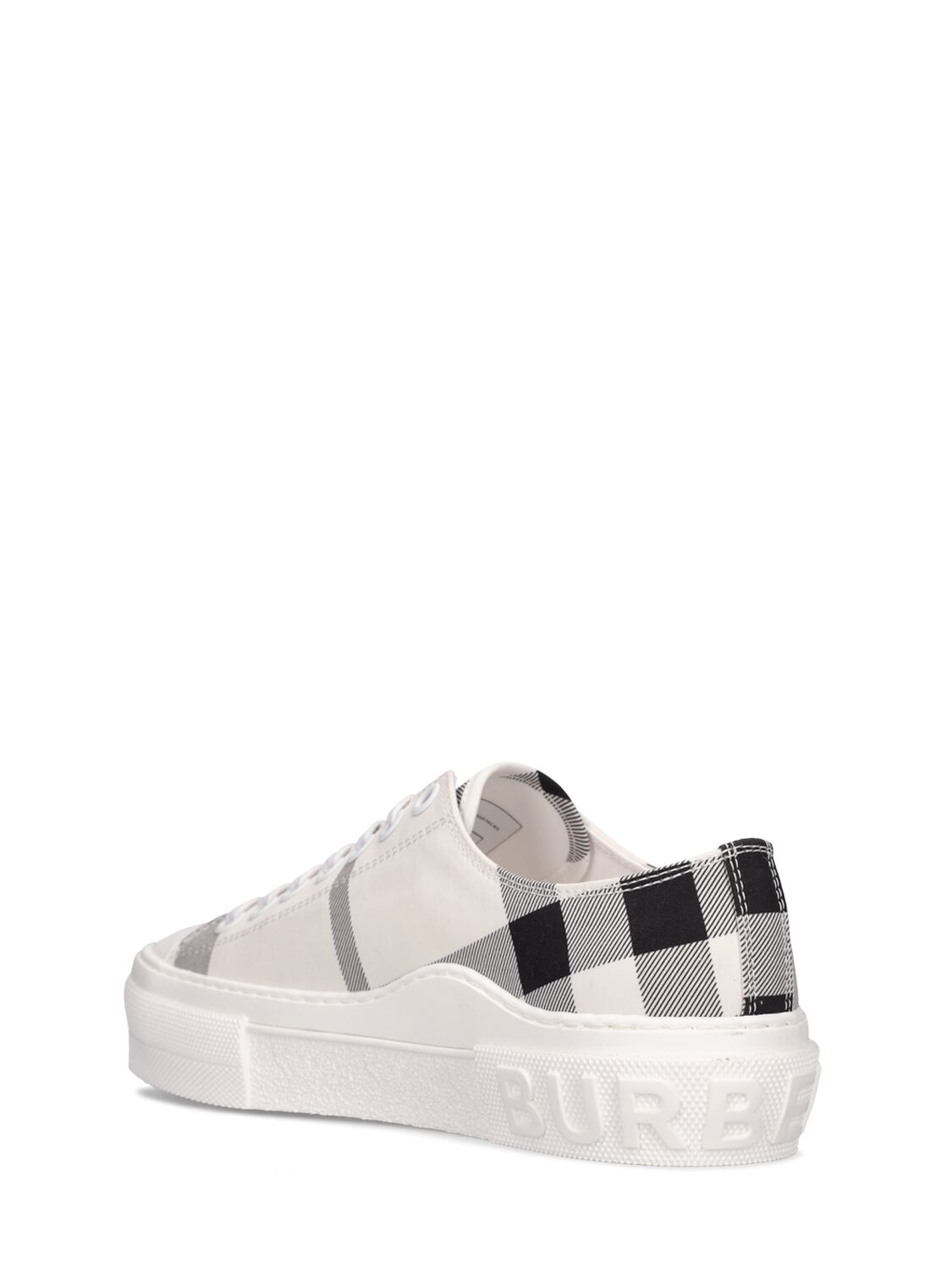 Shop Burberry 20mm Jack Cotton Canvas Sneakers In White,black