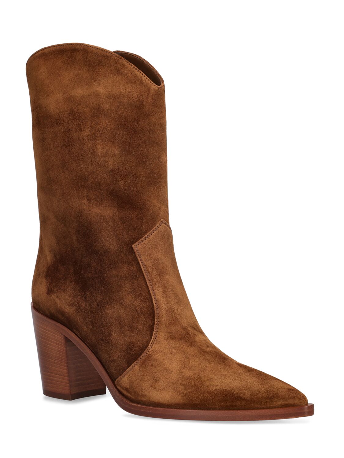 Shop Gianvito Rossi 70mm Denver Suede Cowboy Boots In Brown