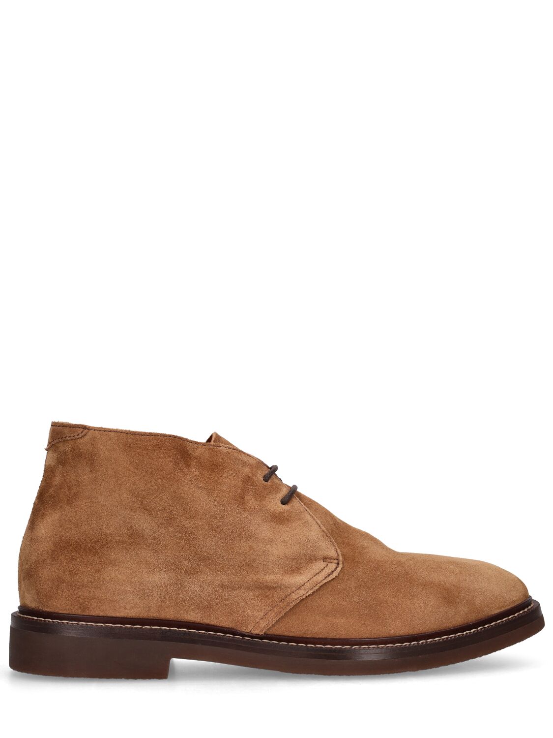 Shop Brunello Cucinelli Suede Chukka Boots In Light Brown