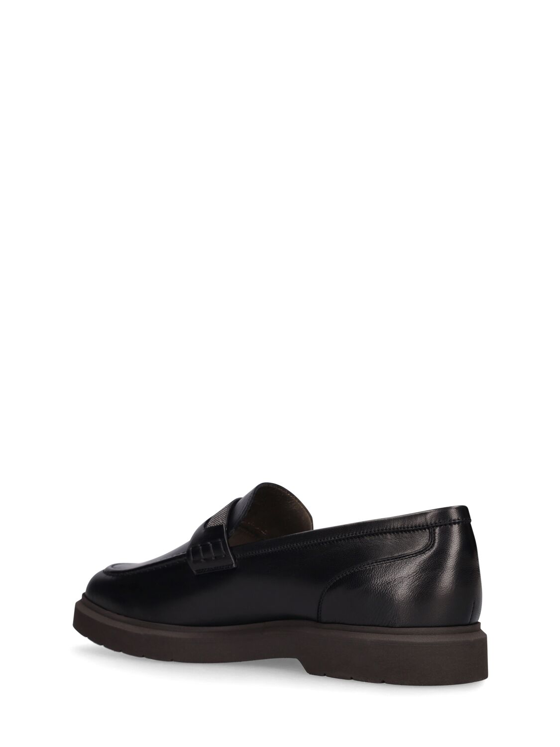 Shop Brunello Cucinelli 20mm Leather Loafers In Black