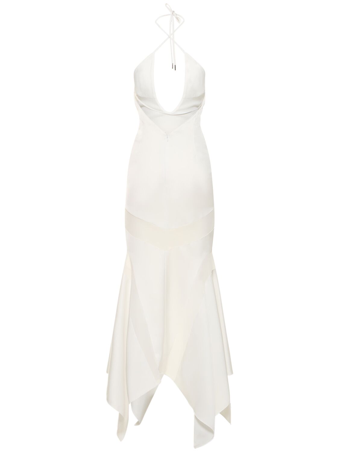 Shop Attico Saskia Satin & Mesh Long Dress In White