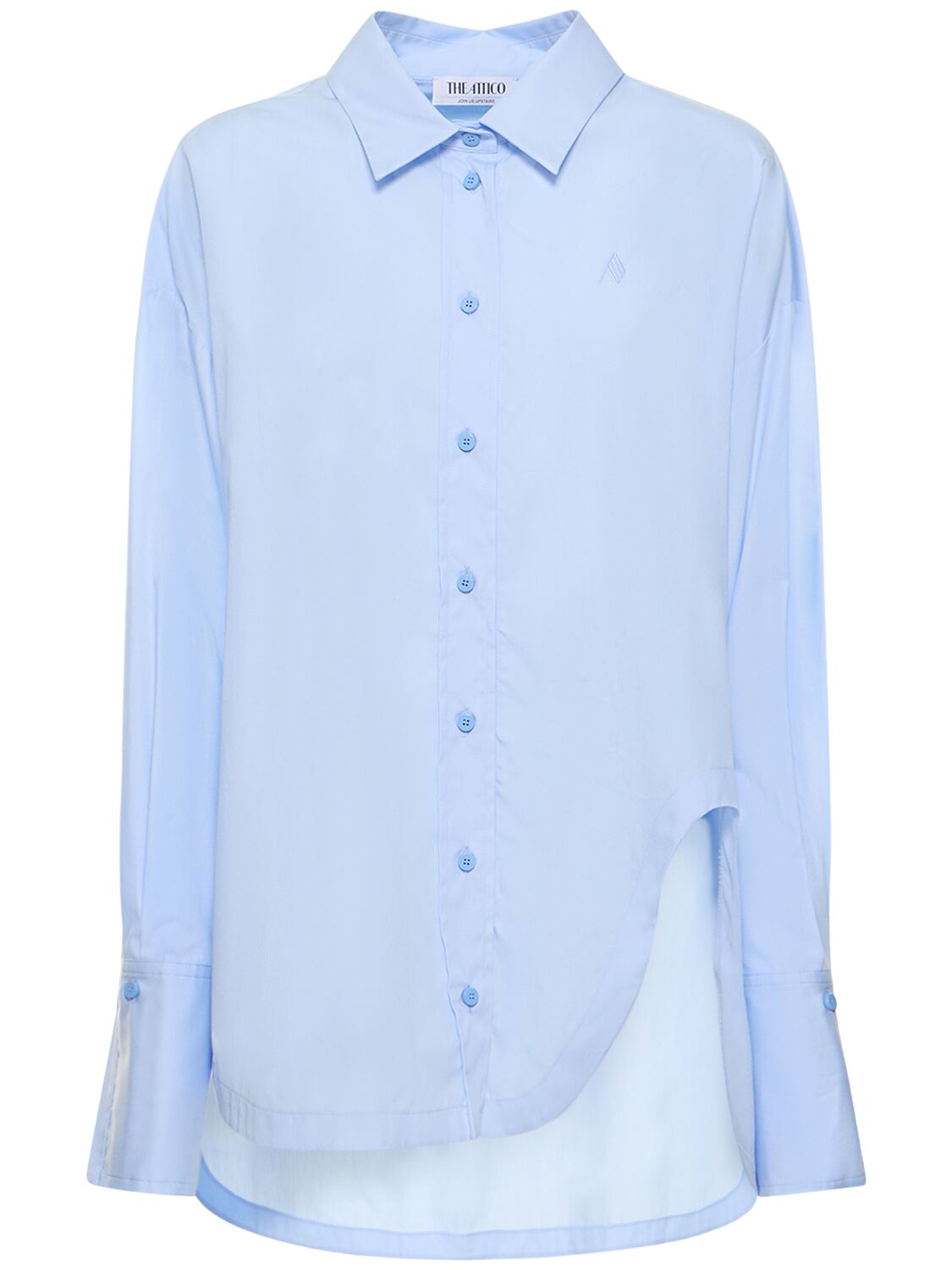 Shop Attico Diana Oversized Cotton Poplin Shirt In Light Blue
