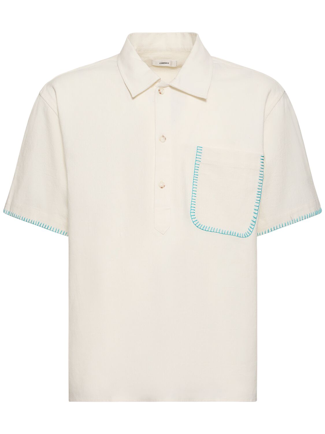 Commas Whipstitch-detail Short-sleeve Shirt In White