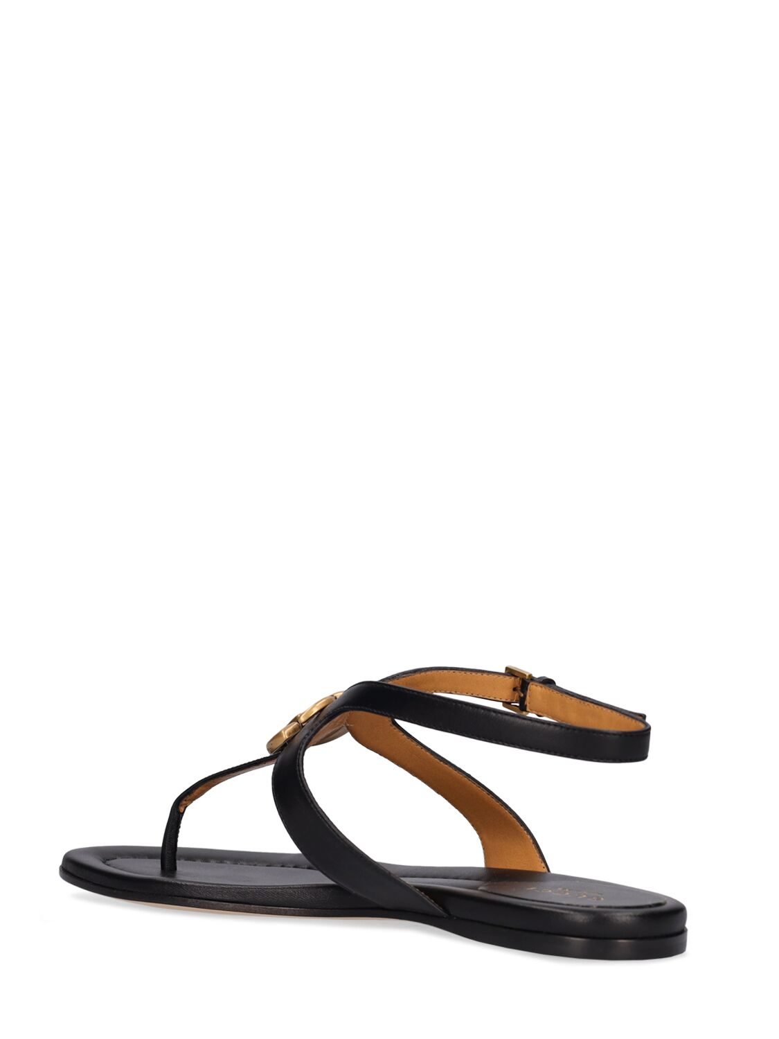 Shop Gucci 10mm Marmont Leather Thong Sandals In 黑色