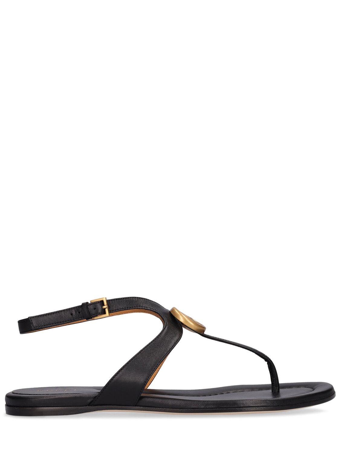 Shop Gucci 10mm Marmont Leather Thong Sandals In 黑色
