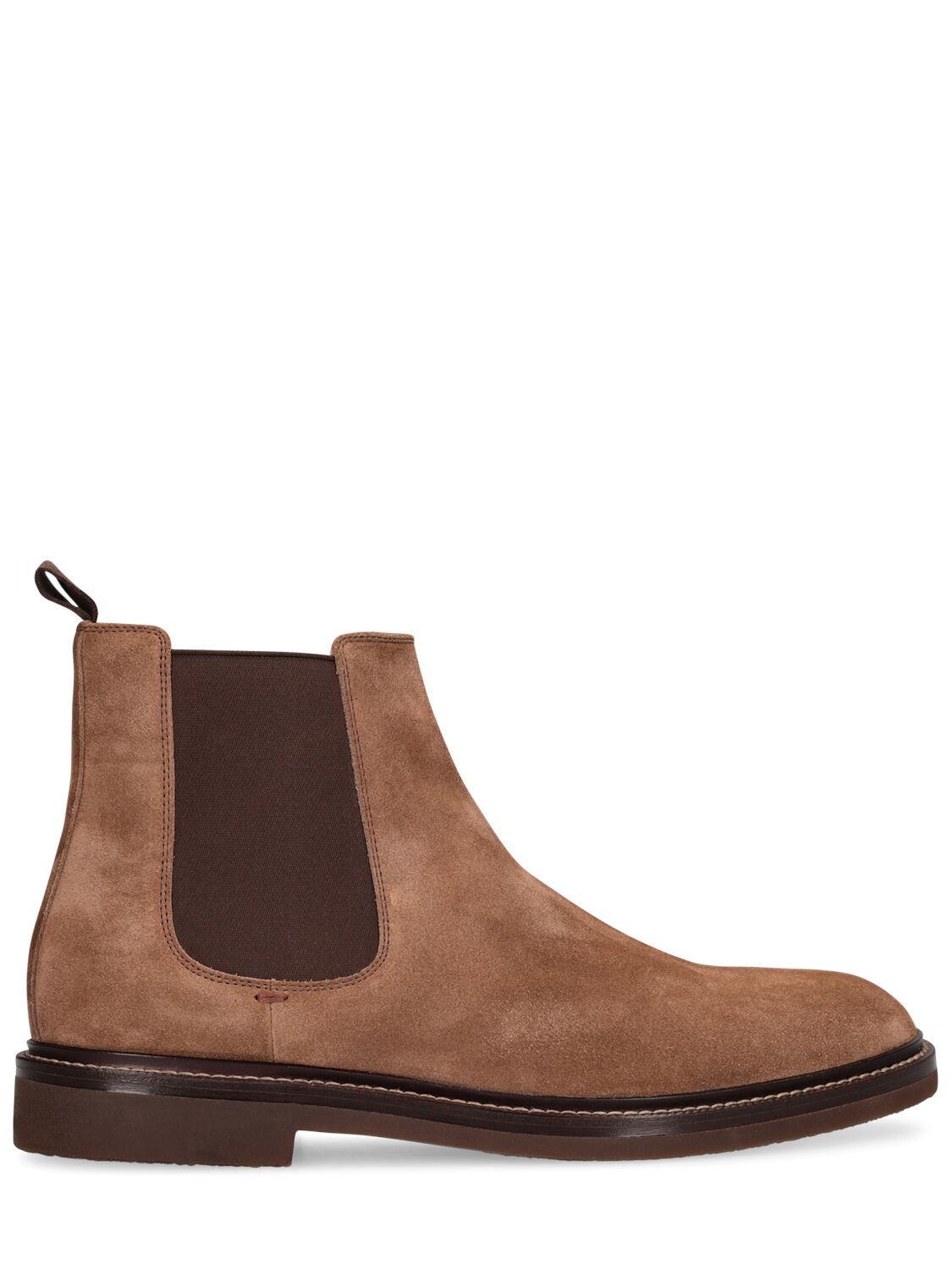 Brunello Cucinelli Men's Suede Leather Chelsea Boots In Castagna