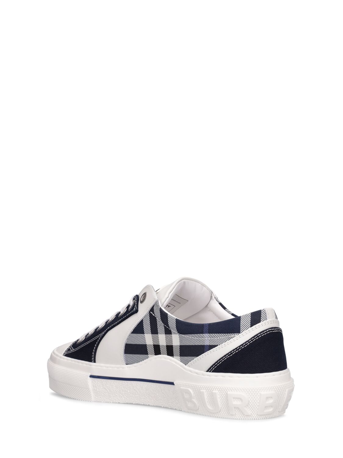 Shop Burberry Kai Low Top Sneakers In White,navy