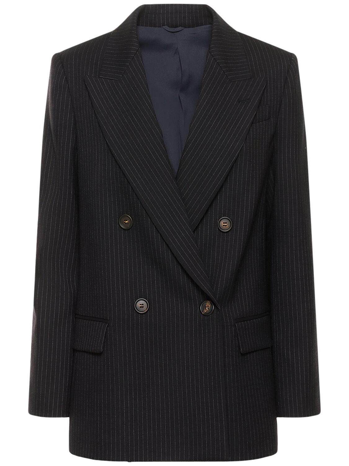 Brunello Cucinelli Sparkle Pinstripe Wool Jacket In Multicolor