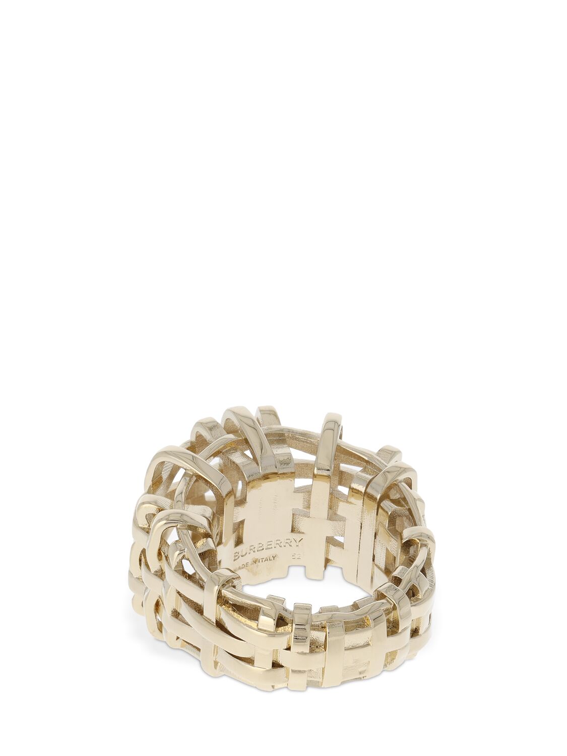 Shop Burberry Check Open Cage Ring In Gold