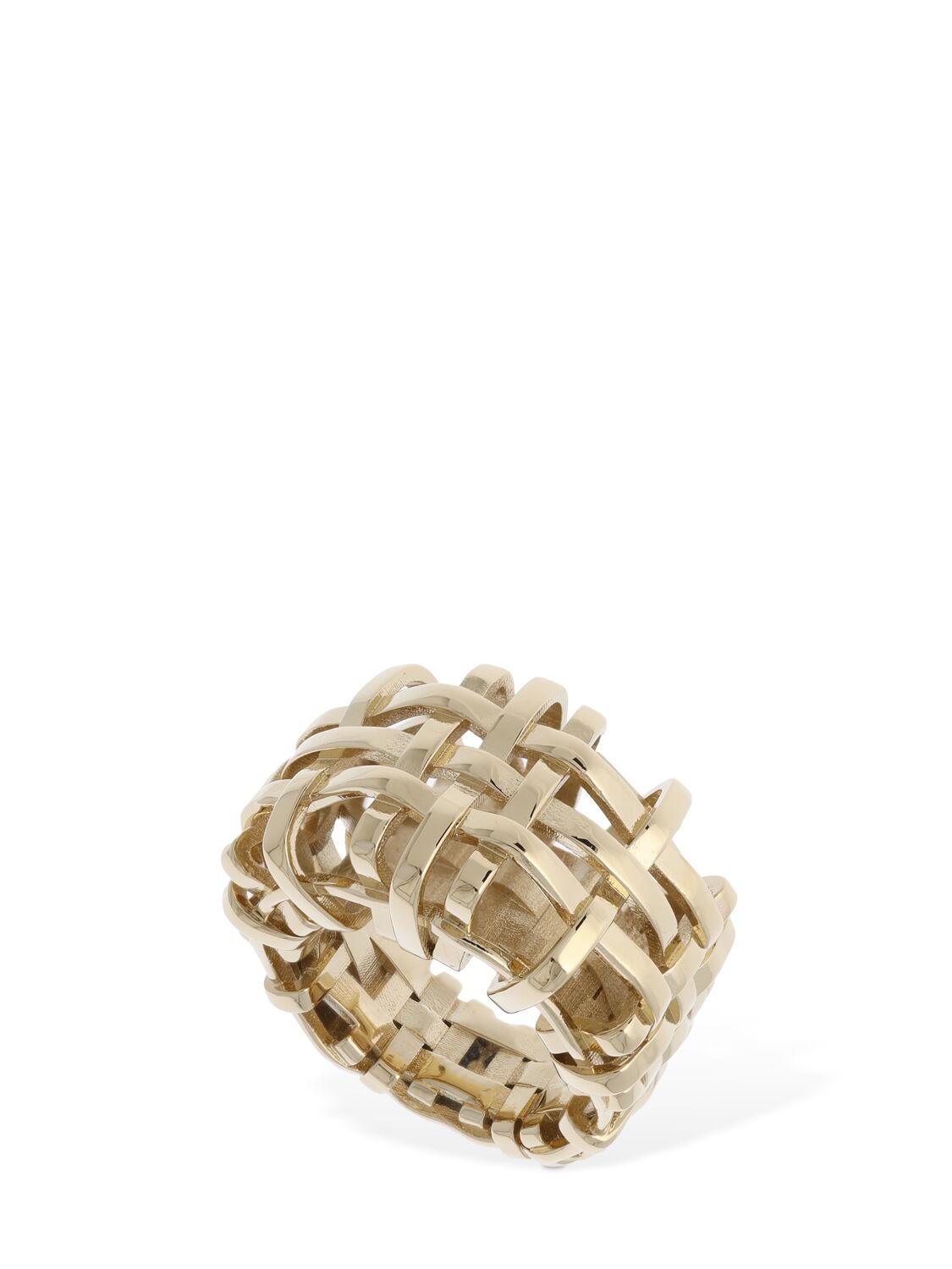 Burberry Check Open Cage Ring In Gold