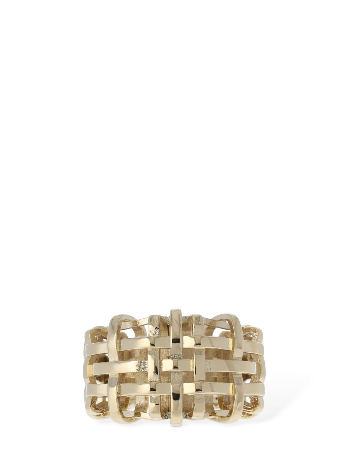 Shop Burberry Check Open Cage Ring In Gold