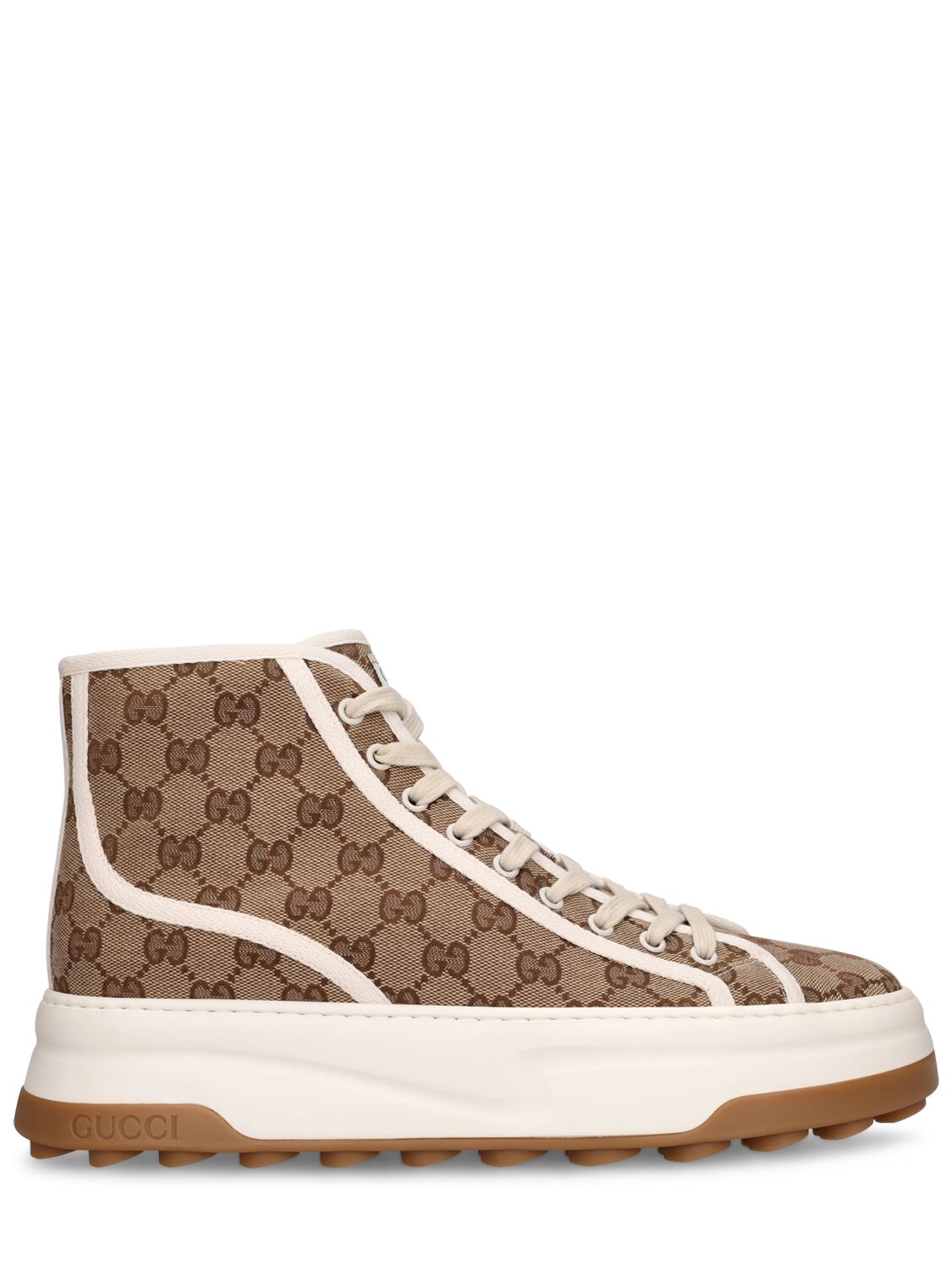 Gucci Gg High-top Logo Sneakers In Beige