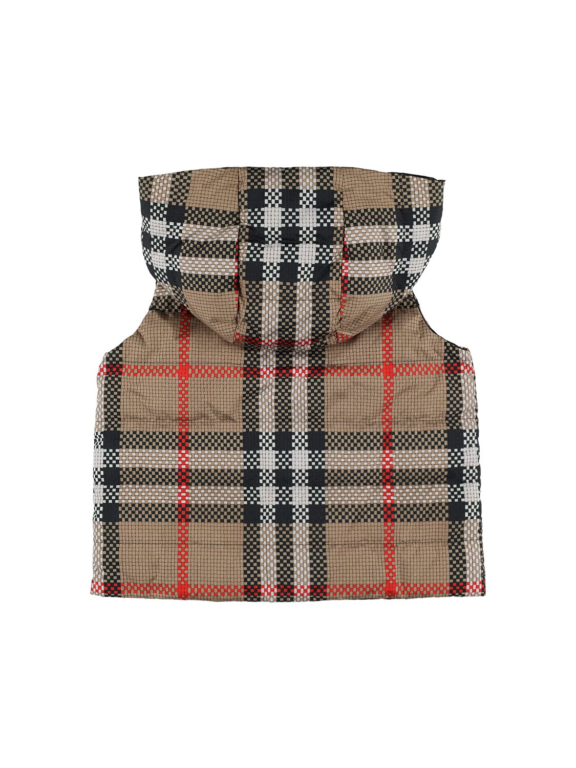 Shop Burberry Quilted Check Print Down Vest In Beige