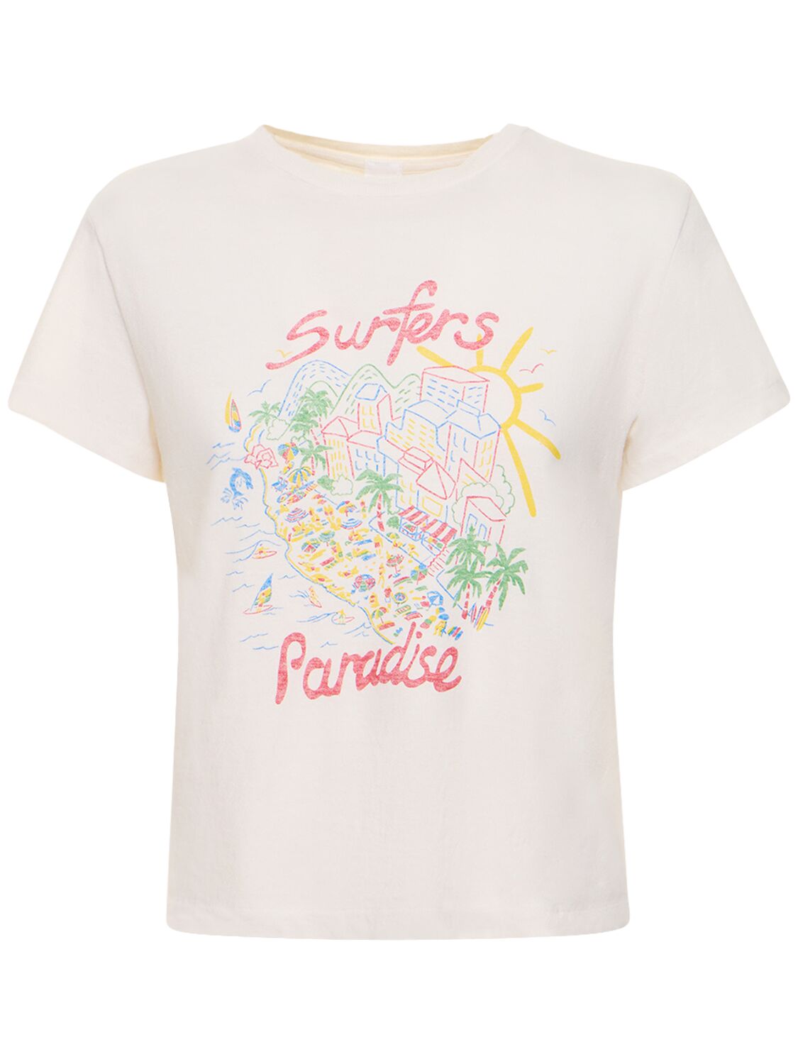 Re/done Surfers Paradise Classic Cotton T-shirt In White,multi