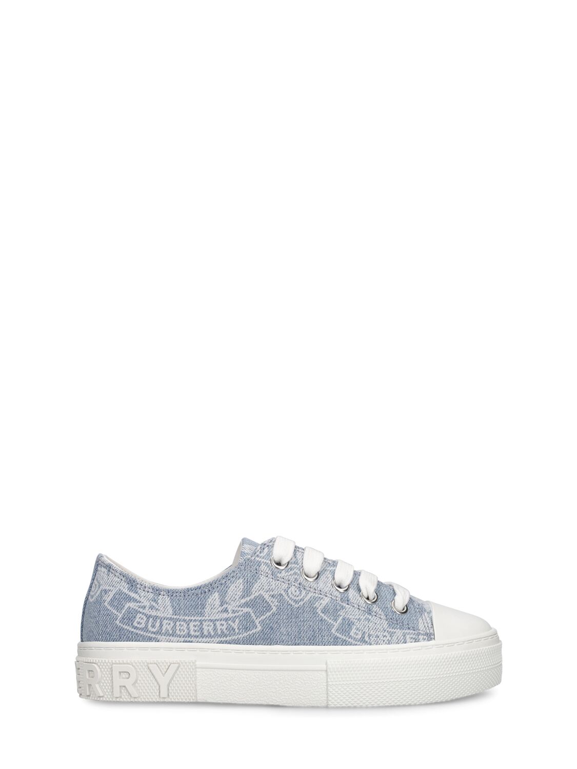 Image of Cotton Denim Lace-up Sneakers