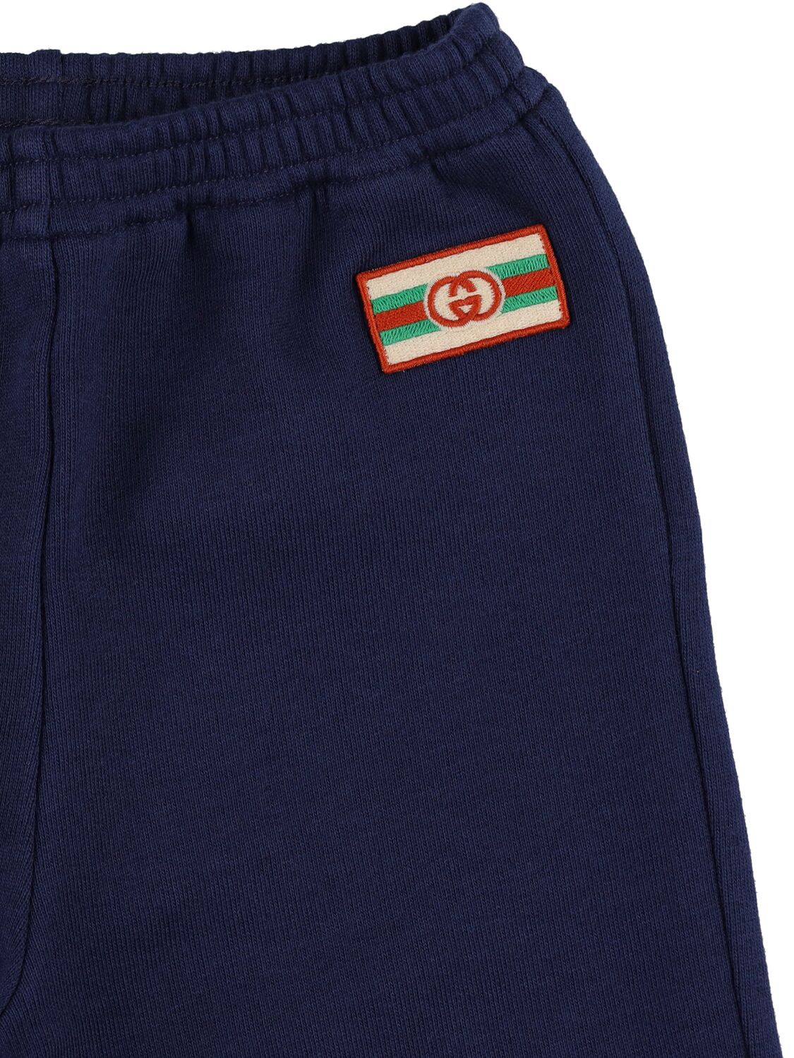 Shop Gucci Felted Cotton Jersey Jogging Pants In 深蓝色