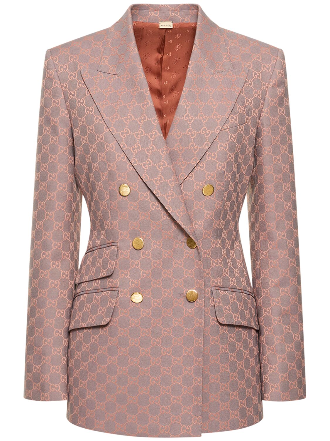 GG Jacquard Double Breasted Blazer in Pink - Gucci